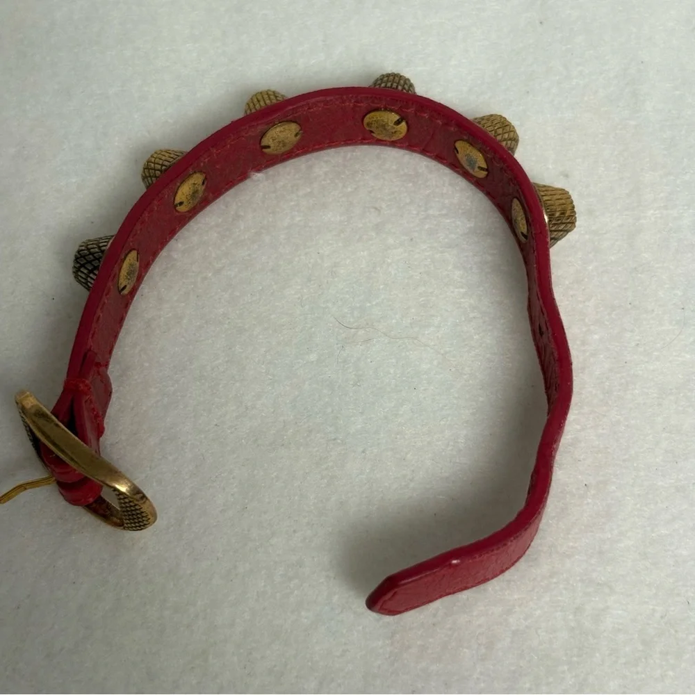 BALENCIAGA Giant Studded Leather Arena Red Bracelet
